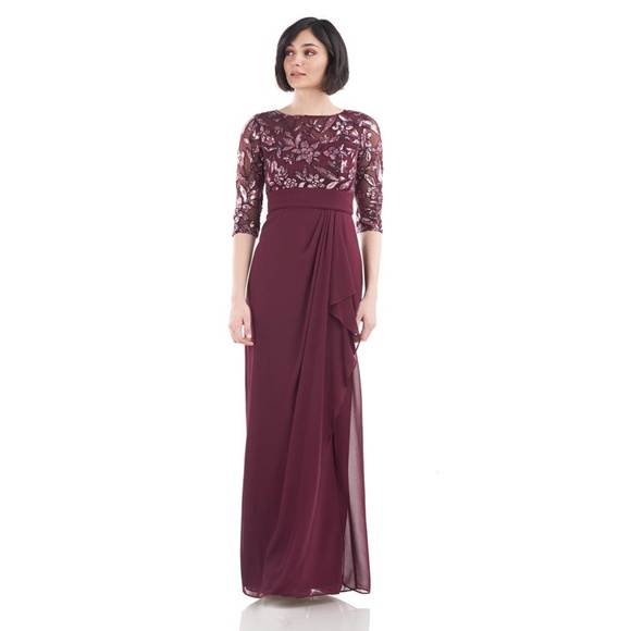 NWT JS Collections Tessa Boat Neck Column Gown - size 2 - Picture 1 of 8